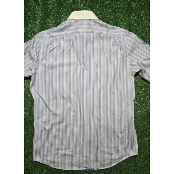 Lacoste Stripe Dress Shirt Button Up White Collar (Men's 42) - Picture 11 of 11